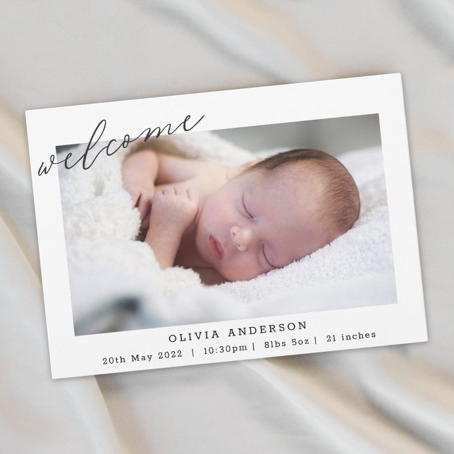 Modern Minimalist Photo Collage Birth Announcement (Creator Uploaded)