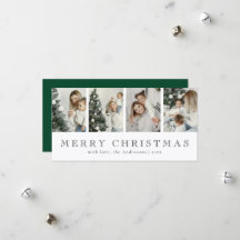 Modern Minimalist Photo Collage Green Christmas