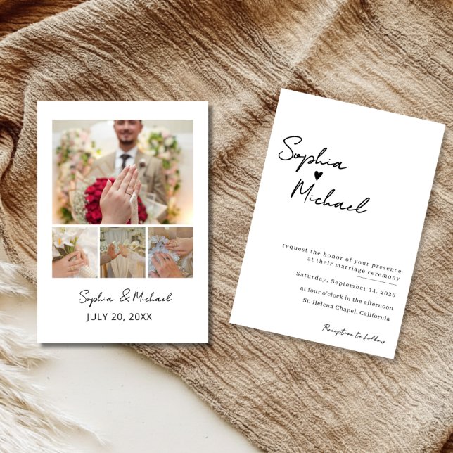 Modern Minimalist Photo Collage Wedding Invitation (Creator Uploaded)
