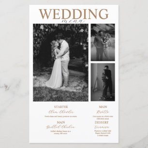 Modern Minimalist Photo Collage wedding menu