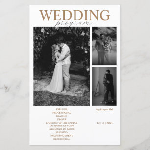 Modern Minimalist Photo Collage wedding program
