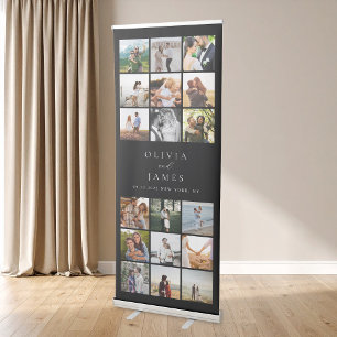 Modern Minimalist Photo Collage Wedding Retractable Banner