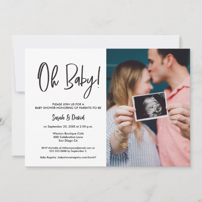 Modern Minimalist Photo Couple baby shower Invitation (Front)