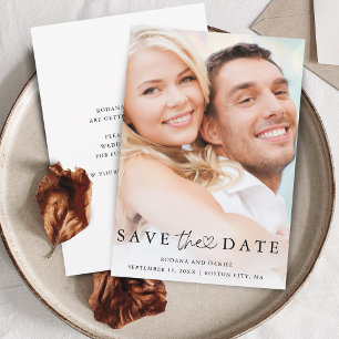 Modern Minimalist Photo Details Wedding Save The Date