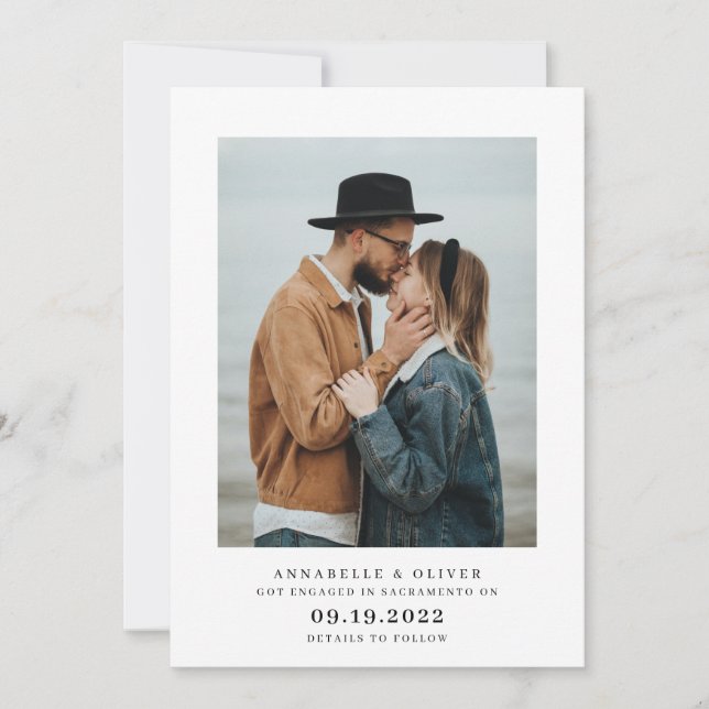 Modern Minimalist Photo Engagement  Announcement (Front)
