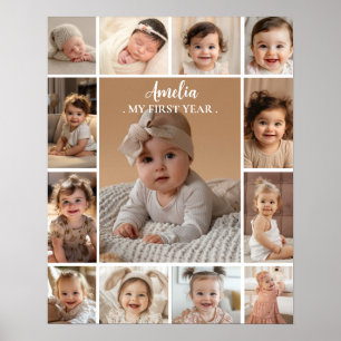 Modern Minimalist Photo First Year Milestone Sign