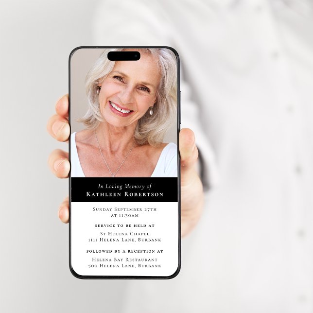 Modern Minimalist Photo Funeral Evite Invitation (Creator Uploaded)