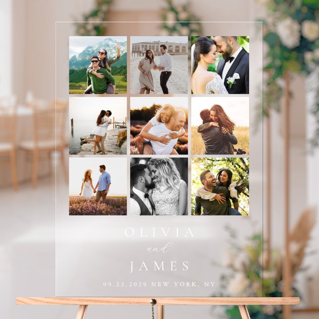 Modern Minimalist Photo Gallery Wedding Acrylic Sign (Creator Uploaded)