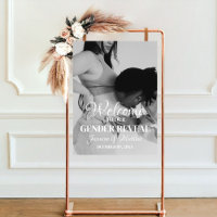 Modern Minimalist Photo Gender Reveal Welcome sign