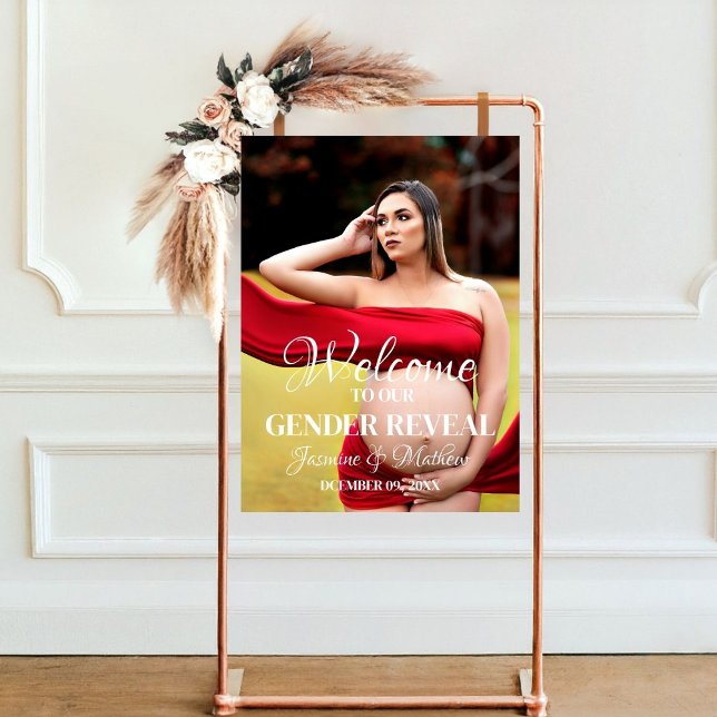Modern Minimalist Photo Gender Reveal Welcome sign (Creator Uploaded)
