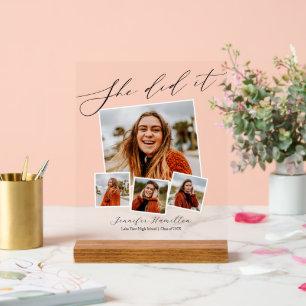 Modern Minimalist Photo Graduation Acrylic Sign