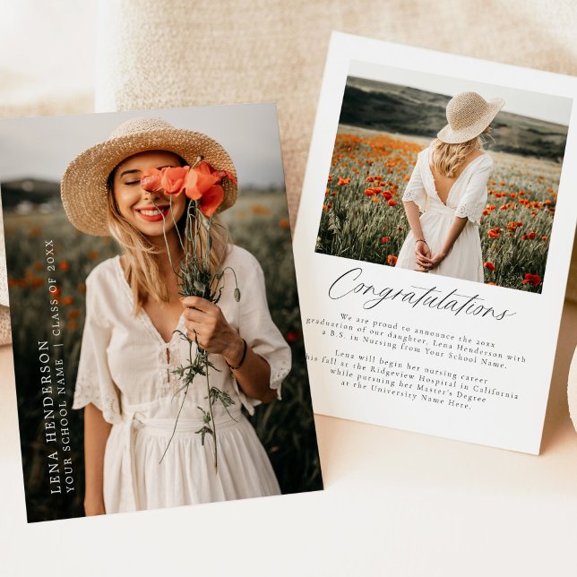 Modern Minimalist Photo Graduation Announcement (Creator Uploaded)