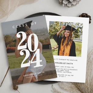 Modern Minimalist Photo Graduation Invitation