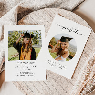 Modern Minimalist Photo Graduation Invitation