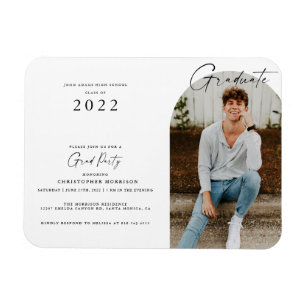 Modern Minimalist Photo Graduation Invitation Magnet