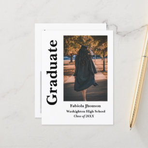 Modern minimalist photo graduation invitation postcard