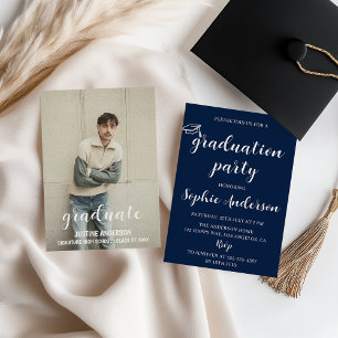 Modern Minimalist Photo Graduation Party Invitation