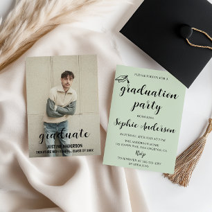 Modern Minimalist Photo Graduation Party Invitation