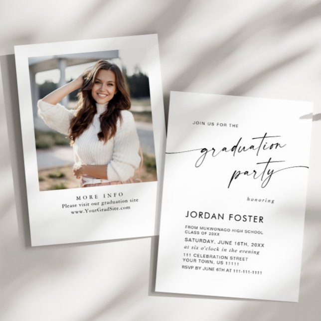 Modern Minimalist PHOTO Graduation Party Invitation (Creator Uploaded)