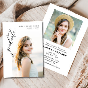 Modern Minimalist Photo Graduation Party Invitation