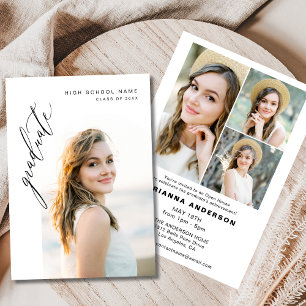 Modern Minimalist Photo Graduation Party Invitation
