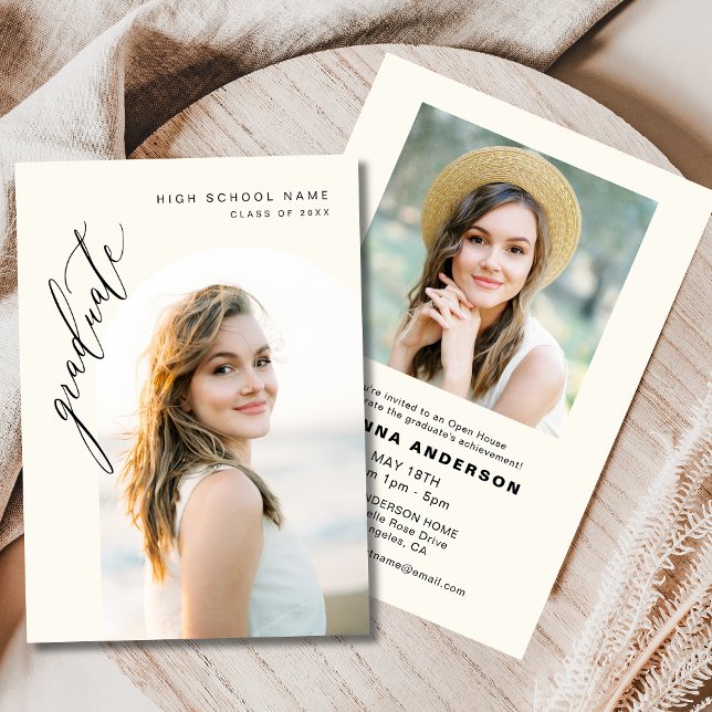 Modern Minimalist Photo Graduation Party Invitation (Creator Uploaded)