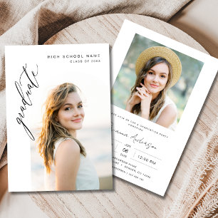 Modern Minimalist Photo Graduation Party Invitation