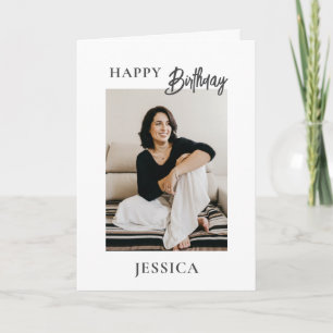Modern Minimalist Photo Happy Birthday Card