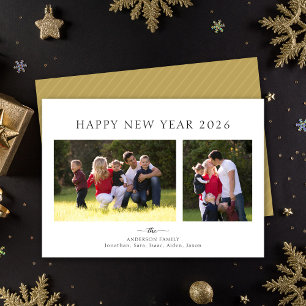 Modern Minimalist Photo Happy New Year Holiday Card
