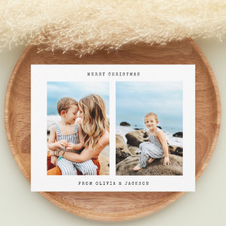 Modern Minimalist Photo Holiday Christmas Card 