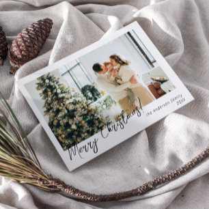 Modern Minimalist Photo Holiday Clean Christmas  Card