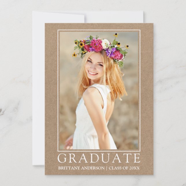 Modern Minimalist Photo Kraft Graduation Announcement (Front)