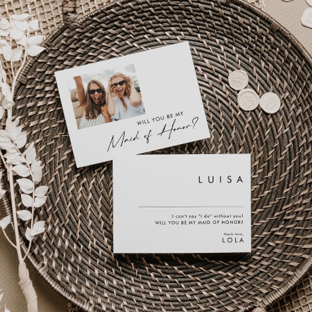 Modern Minimalist Photo Maid of Honour Proposal Invitation (Creator Uploaded)