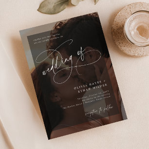 Modern Minimalist Photo Overlay All in One Wedding Invitation
