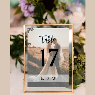 Modern Minimalist Photo overlay Wedding Table Number