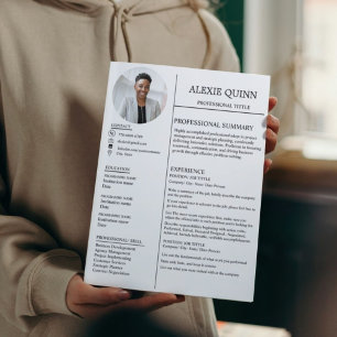 Modern Minimalist Photo Professional Resume Card
