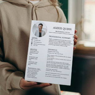 Modern Minimalist Photo Professional Resume Card