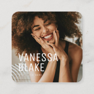 Modern Minimalist Photo QR Code Beige Professional Square Business Card