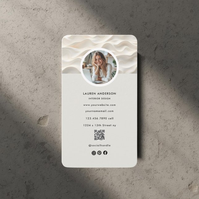 Modern Minimalist Photo & QR Code  Business Card (Creator Uploaded)