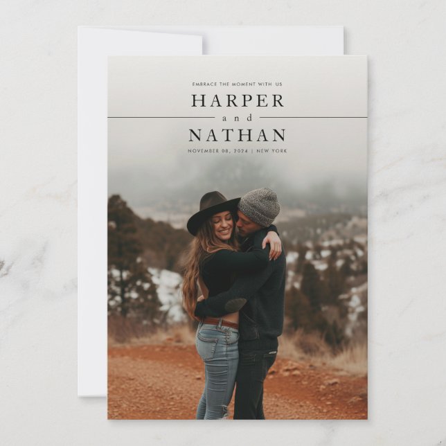 Modern Minimalist Photo QR Code Wedding Invitation (Front)