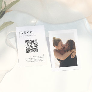 Modern Minimalist Photo QR Code Wedding RSVP Enclosure Card