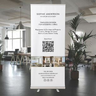 Modern Minimalist Photo QR Professional Business Retractable Banner