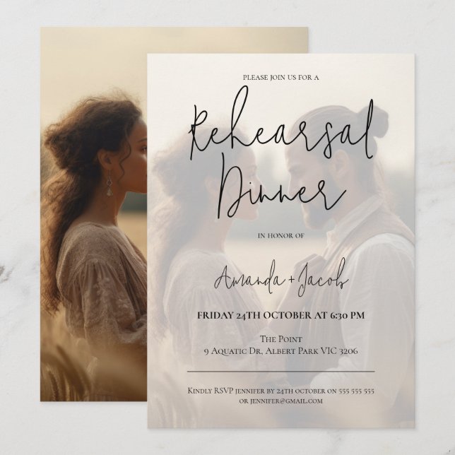 Modern Minimalist Photo Rehearsal Dinner Invitation (Front/Back)