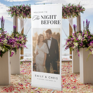 Modern Minimalist Photo Rehearsal Dinner Welcome  Retractable Banner