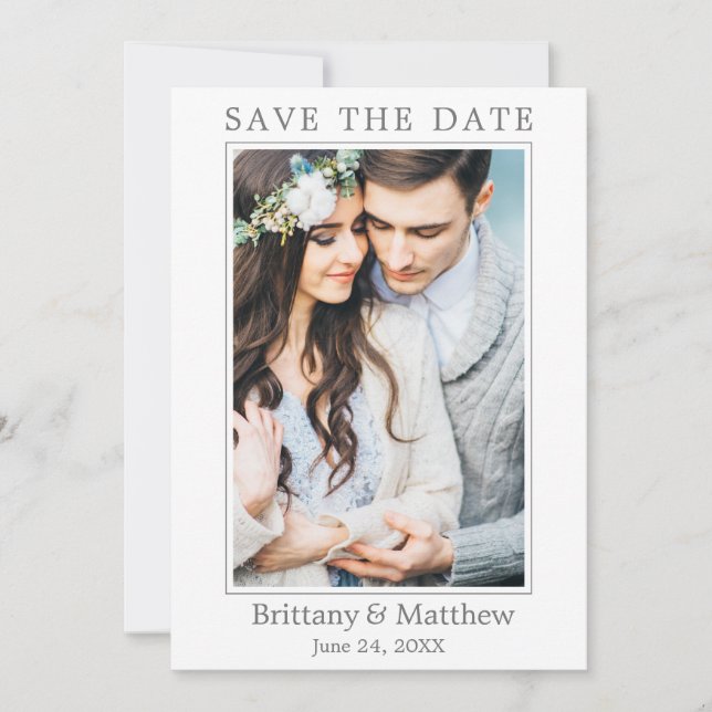 Modern Minimalist Photo Save The Date (Front)