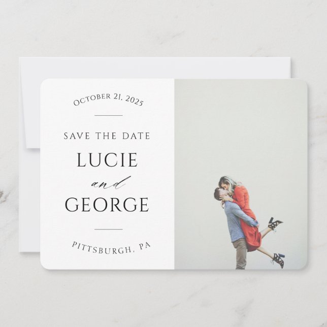 Modern Minimalist Photo Save the Date (Front)