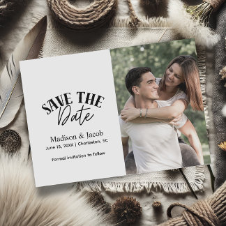 Modern Minimalist Photo Save the Date Card