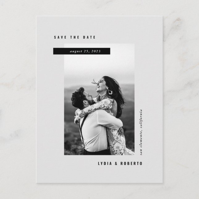 Modern Minimalist Photo Save the Date Postcard (Front)