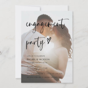 Modern Minimalist Photo Script Engagement Party Invitation