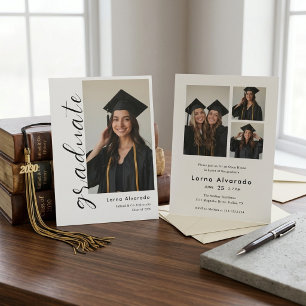 Modern Minimalist Photo Script Graduation Invitation